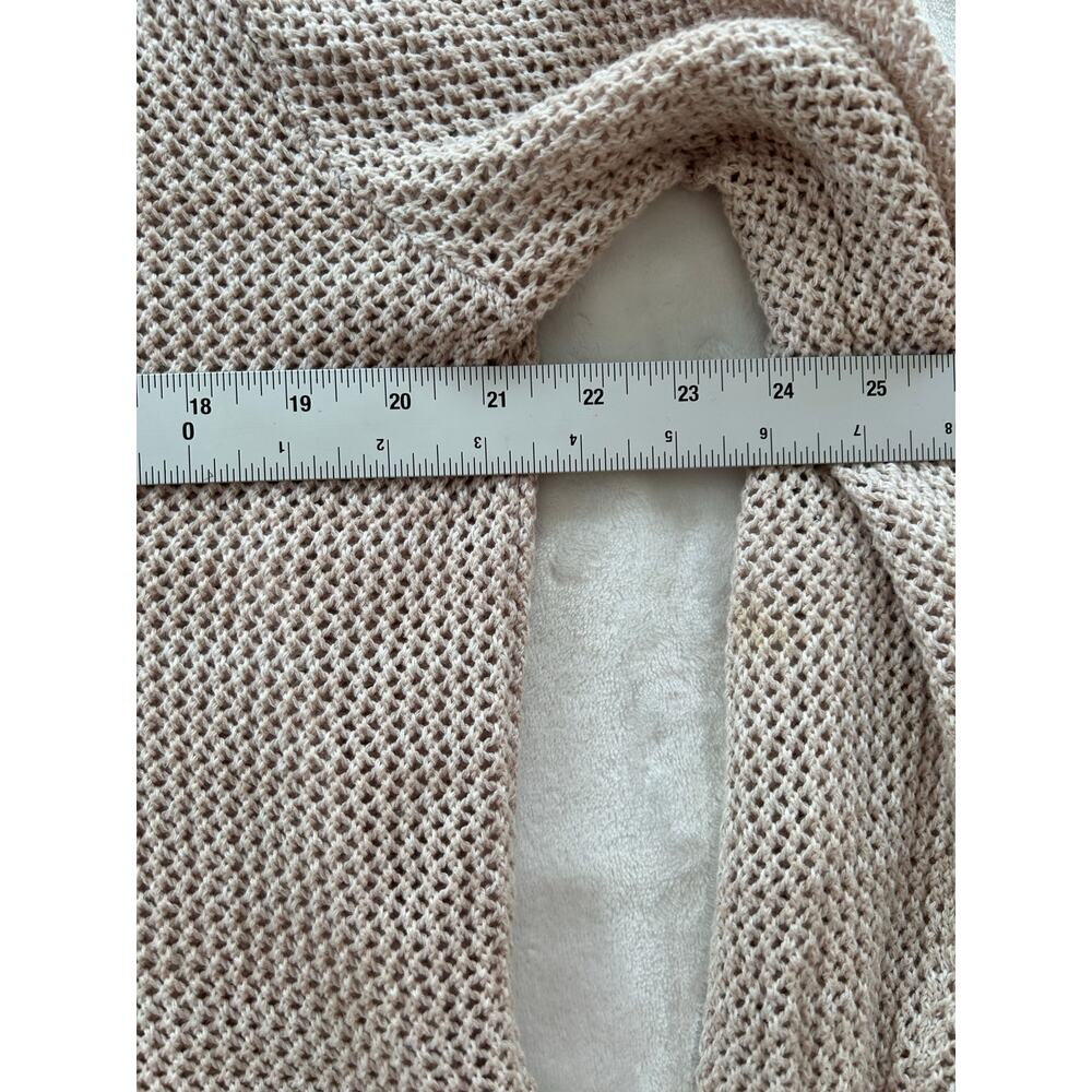 Lysse Fish Net Long Sweater with Side Ties Beige Beachy Oversized Small XC - Picture 9 of 11
